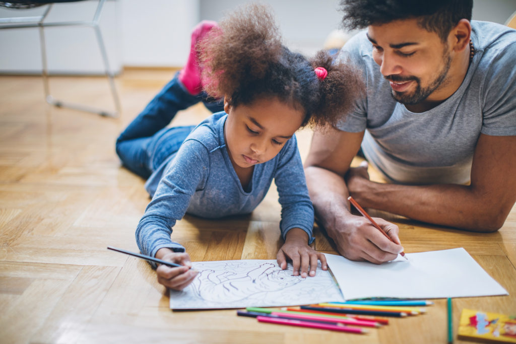 Child colouring with parent